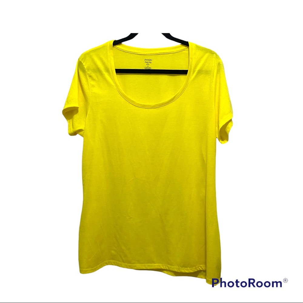 Jennifer Lauren Yellow Scoop Neck Tee 2X